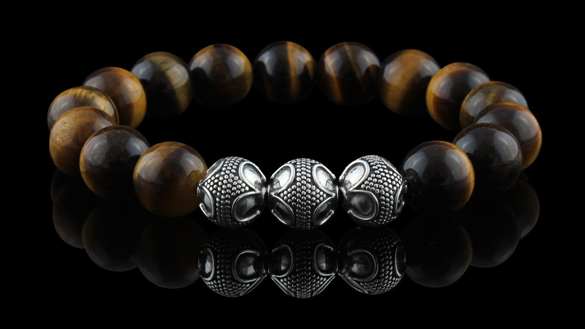 Grand Tiger Eye Silver Trio Bracelet