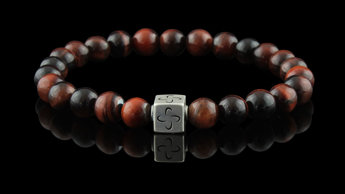 Red Tiger Eye Silver Tabono Bracelet