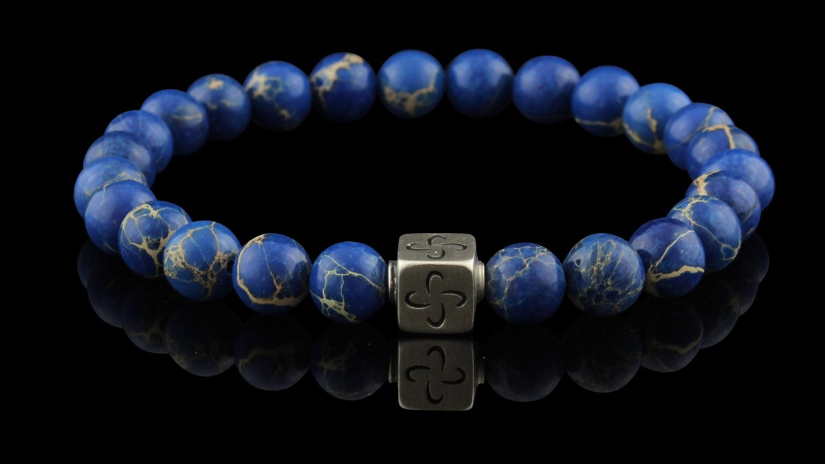 Ocean Blue Jasper Silver Tabono Bracelet